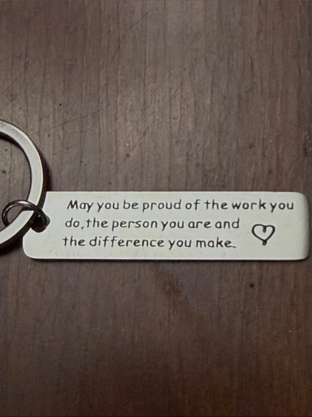 Engraved Thank You Heart Key & Tag Keychain - Silver